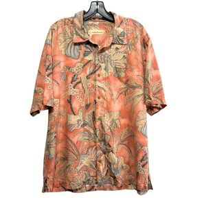 Tommy Bahama- Silk Short Sleeve Floral Button Down Shirt- Sz. L